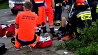 Motocyklista trafił do szpitala. Zderzenie osobówki z motocyklem. Żelichowo – 5.08.2017