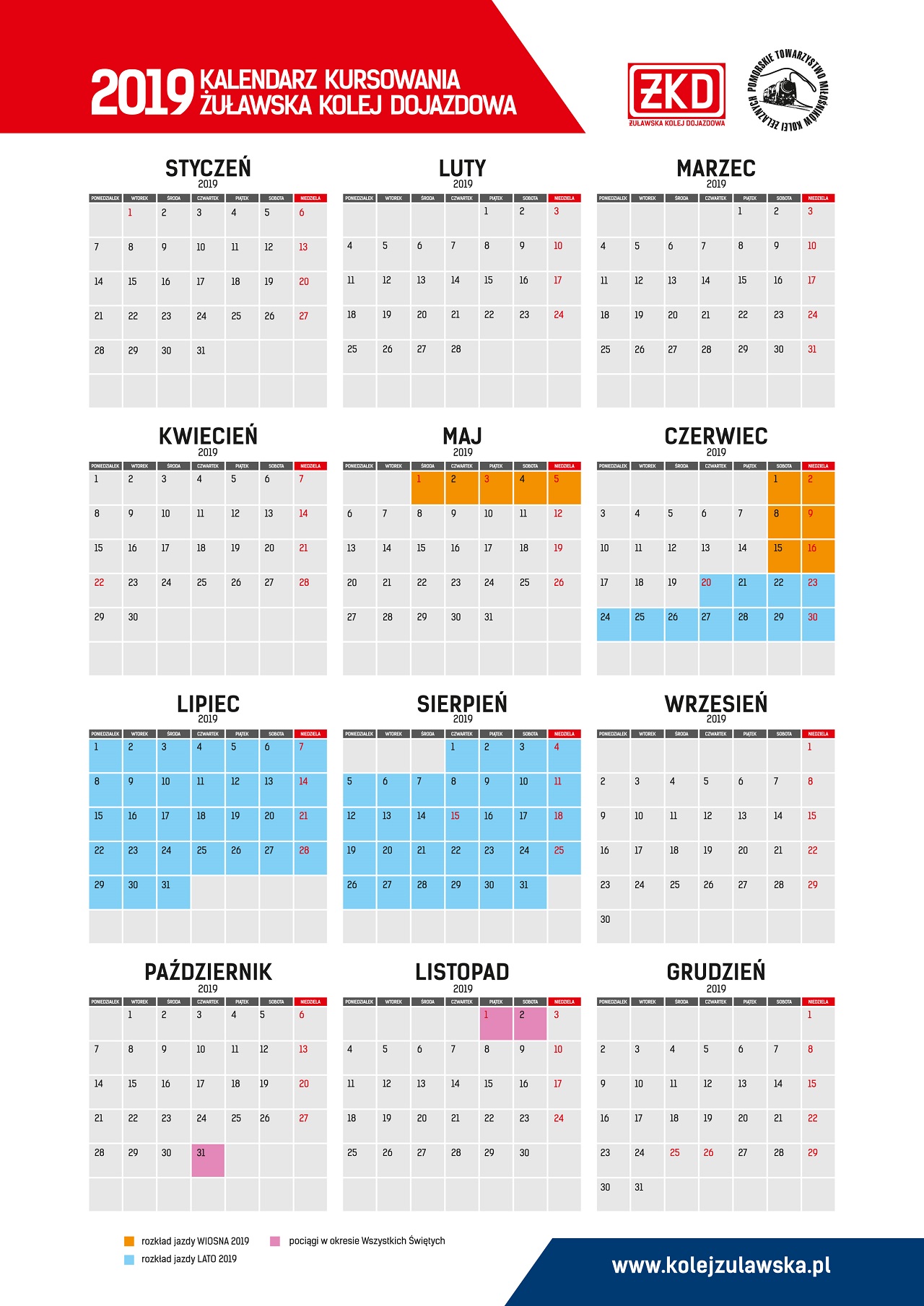 KALENDARZ KURSOWANIA ŻKD 2019