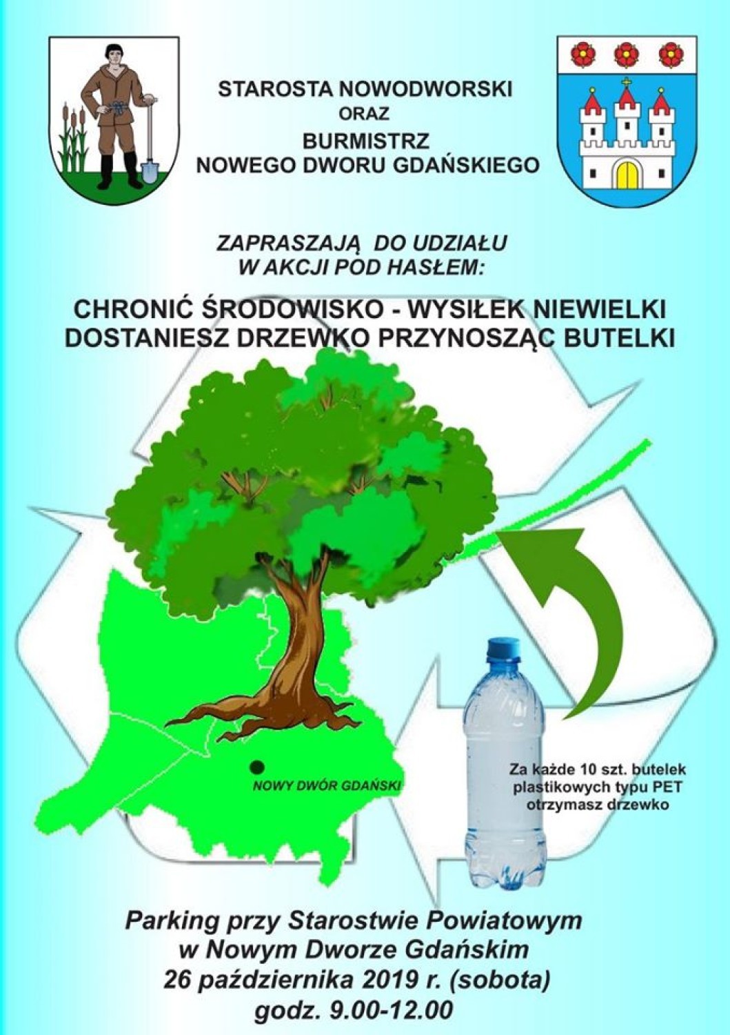 Powiat Nowodworski akcja drzewko za butelke