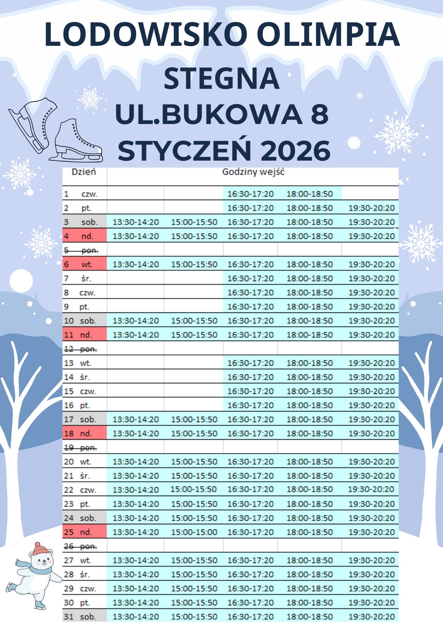 lodowisko godziny otwarcia