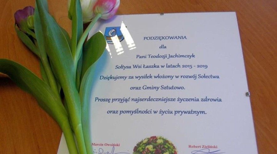 Gmina Sztutowo. Podziękowania i dyplomy z okazji Dnia Sołtysa (1)