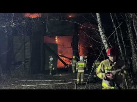 Pożar zabudowań gospodarczych po byłym zakładzie rolnym w Chełmku-Osadzie-12.03.2025