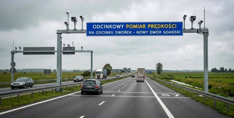 Bramownice już rejestrują. Ruszył odcinkowy pomiar prędkości na trasie Dworek – Nowy Dwór Gdański