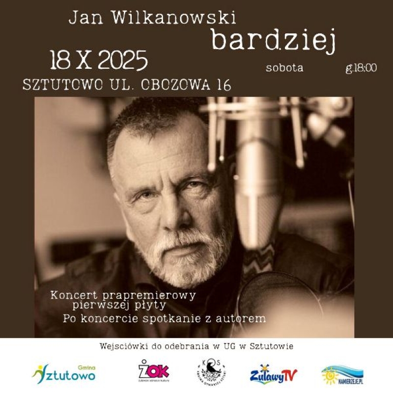 Sztutowo. Piwnica Kultury zaprasza na koncert Jana Wilkanowskiego.