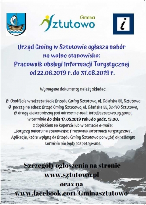 Sztutowo. Praca dla pracownika informacji turystycznej.
