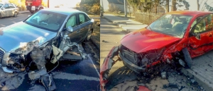 Czołowe zderzenie dwóch samochodów w miejscowości Marynowy. 