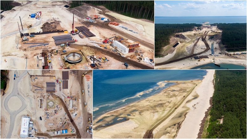 Komunikat - postęp prac przy budowie drogi wodnej łączącej Zalew Wiślany z Zatoką Gdańską na dzień 26.06.2020 r. (film i zdjęcia)