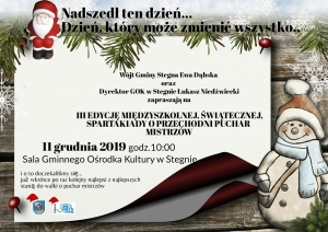 Do walki o puchar staną wszystkie szkoły z gminy Stegna. III edycja międzyszkolnej, świątecznej spartakiady.