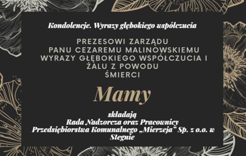 Kondolencje. Wyrazy głębokiego współczucia